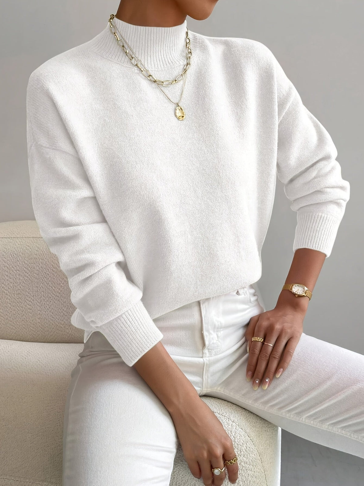 Maren | Women's Mock Neck Relaxed Fit Sweater — Clean Everyday Pullover in 10 Colors S–2XL | Westmere