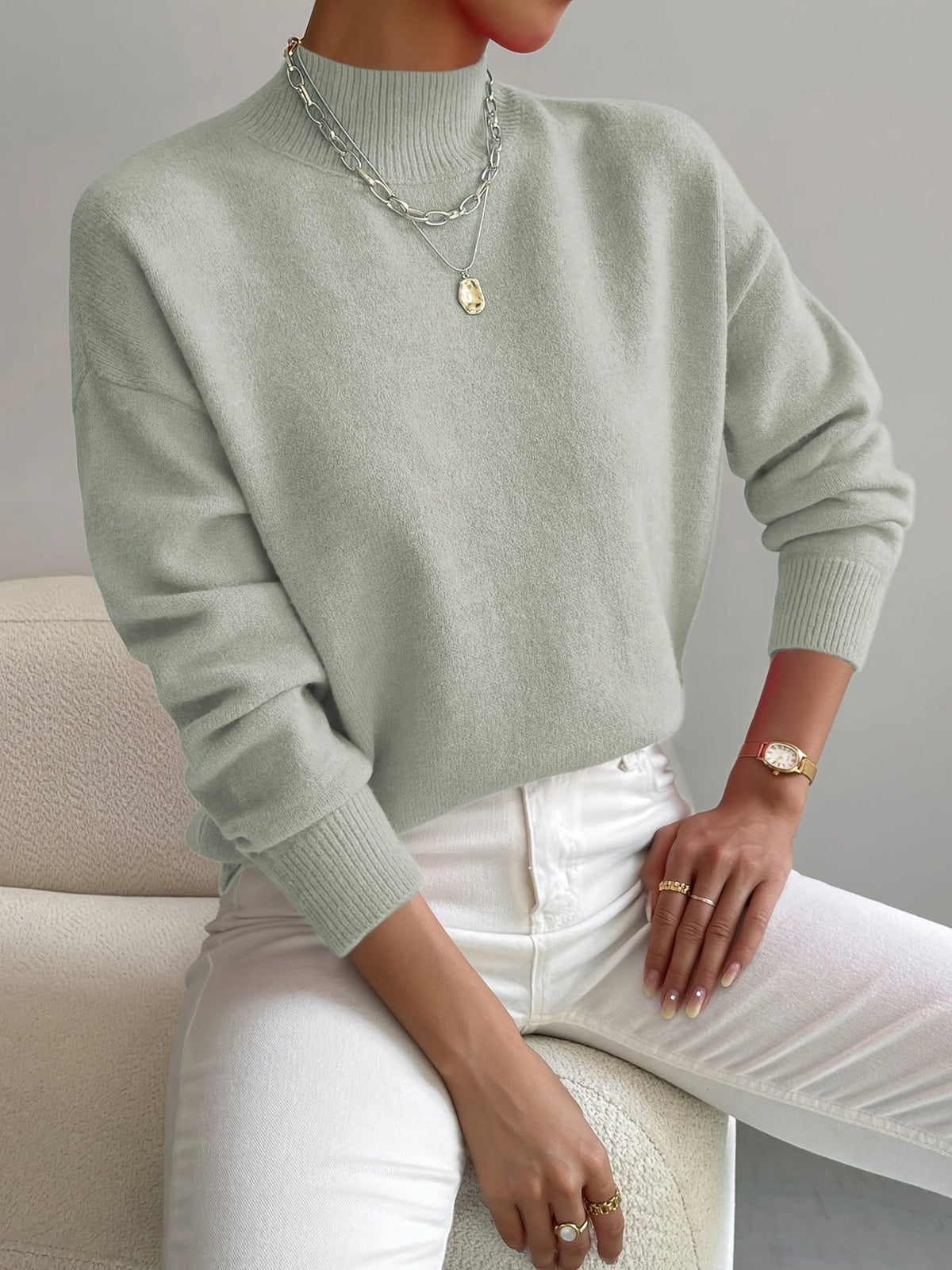 Maren | Women's Mock Neck Relaxed Fit Sweater — Clean Everyday Pullover in 10 Colors S–2XL | Westmere