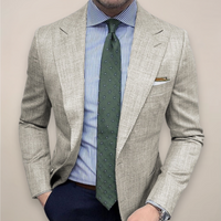 Dean | Mens Textured Sport Coat, Single-Breasted | Notched Lapel, Two-Button Closure | Light Gray, Beige, Blue S-2XL