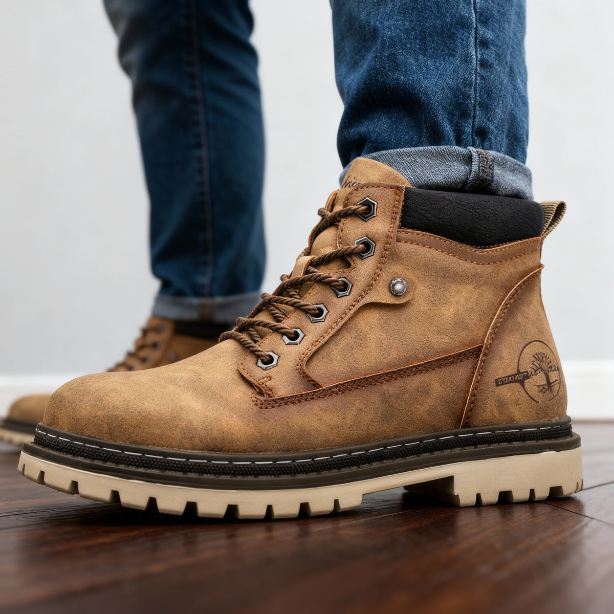 Greg Mens Leather Work Boots, Lace-Up