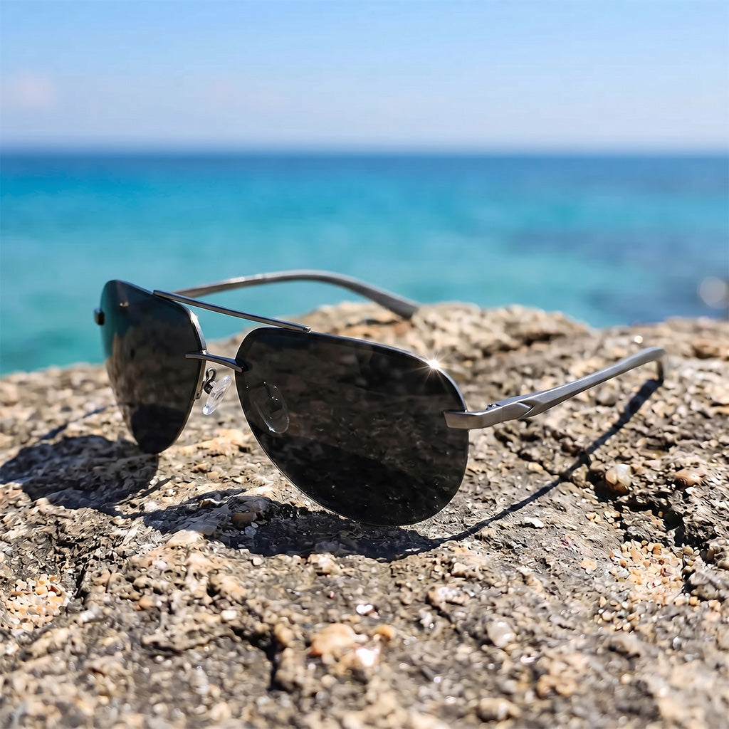 AeroVogue™ | Polarized Rimless Aviator Sunglasses
