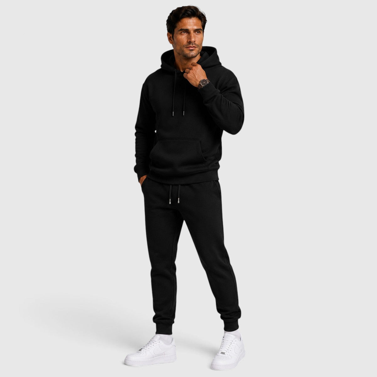 Shawn Mens Hoodie and Jogger Set in Black