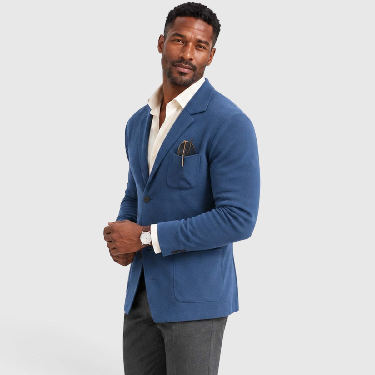Logan Mens Knit Blazer Jacket, Notched Lapel