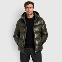 Brett | Mens Hooded Puffer Jacket | Insulated, Lightweight, Adjustable Hood | Army Green, Burgundy, Black 3XS-XL
