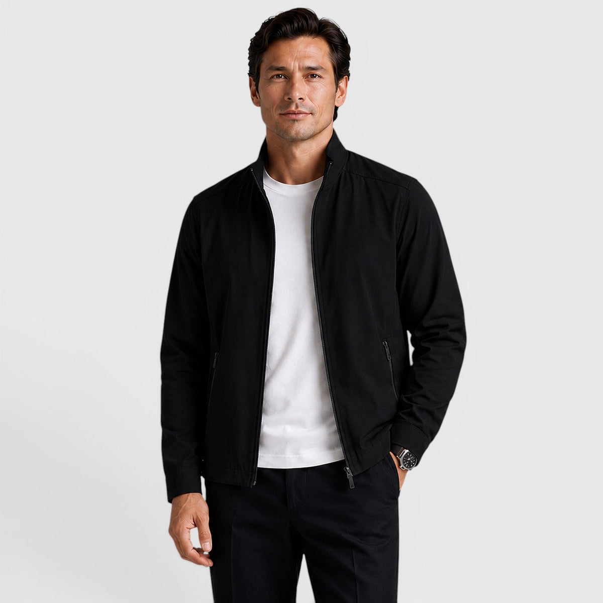 Dylan Mens Lightweight Zip-Up Jacket in Black