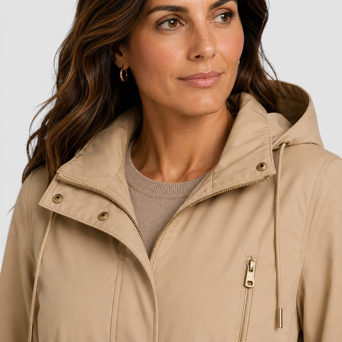 Yolanda Womens Mid-Length Cotton Coat for Spring and Fall