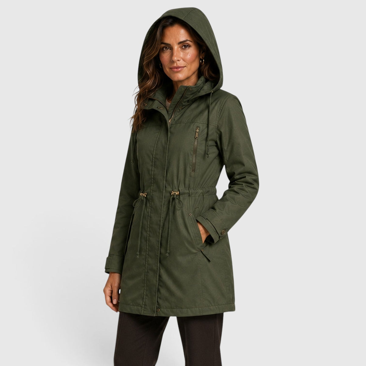 Yolanda Womens Mid-Length Cotton Coat for Spring and Fall