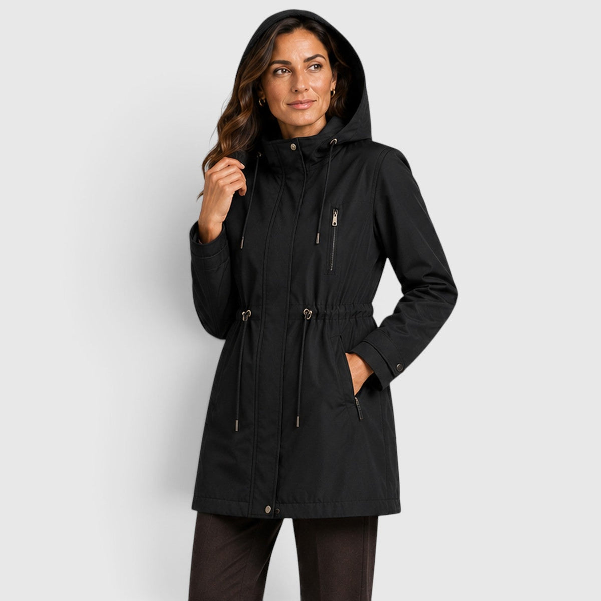 Yolanda Womens Mid-Length Cotton Coat for Spring and Fall