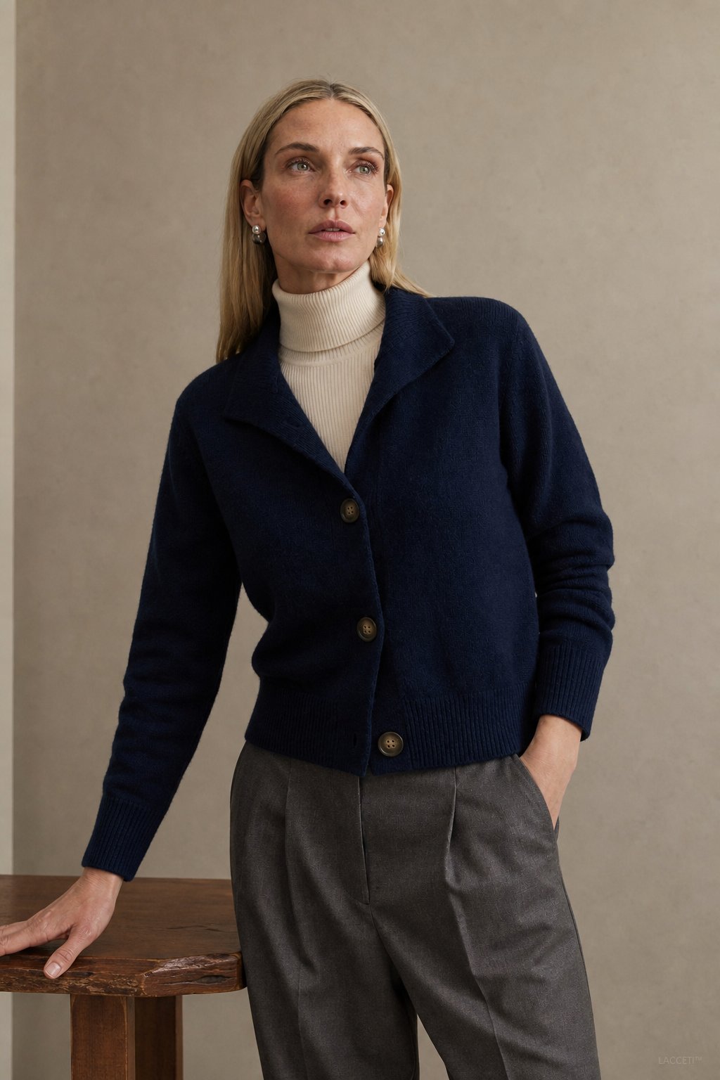Lindsey Womens Cashmere Blend Cardigan with Statement Buttons