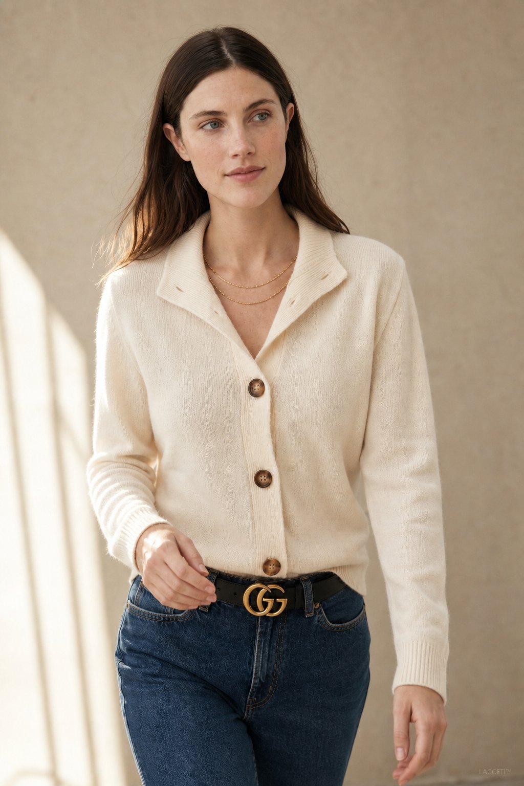 Lindsey Womens Cashmere Blend Cardigan with Statement Buttons