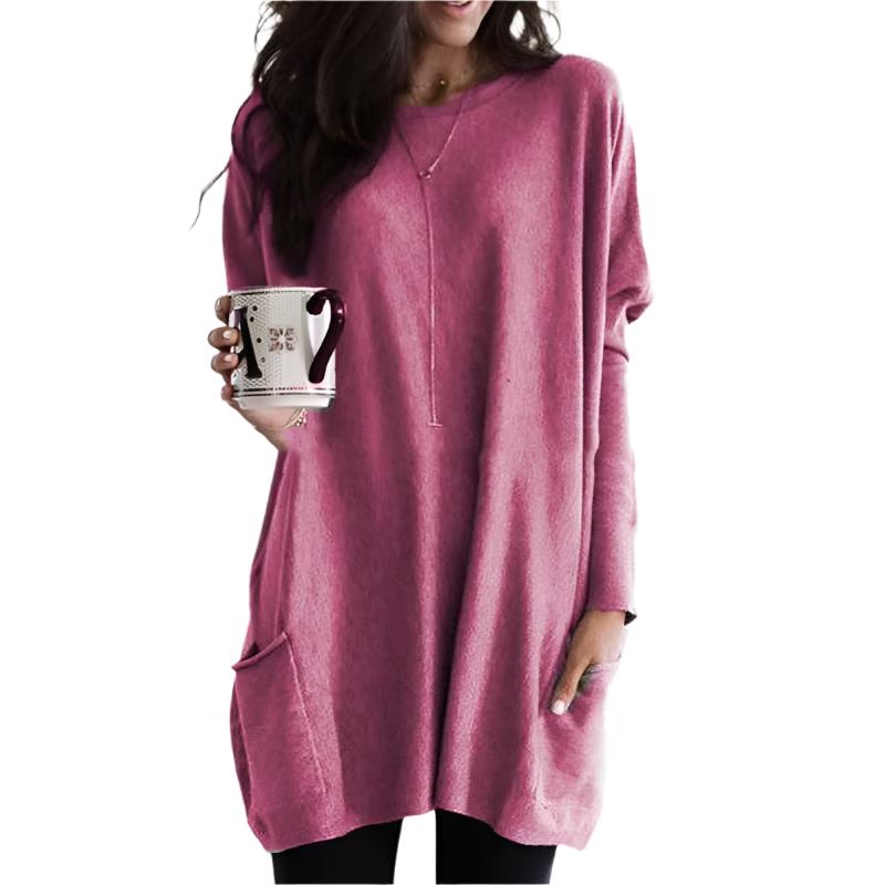 Sabina Womens Long Pullover Sweater to Wear with Leggings in Pink