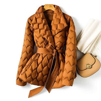 Isabella | Womens Quilted Down Coat with Belt | Water-Resistant, Lightweight Warmth | Amber Orange, Beige, Black XS-3XL