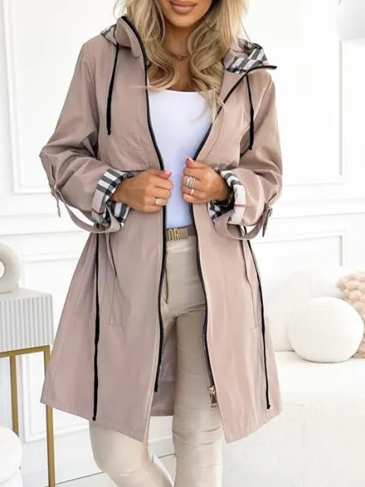 Women's Waterproof & Windproof Zip Coat | Protective Hood, Tailored Fit | Brown, Beige or Black | S–3XL