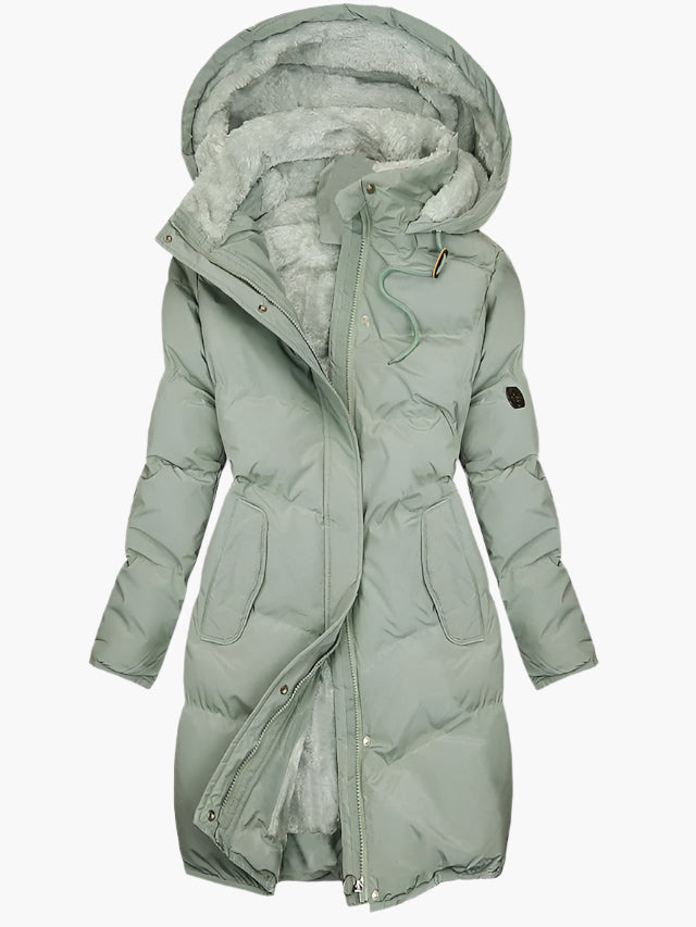 Quilted Hooded Knee-Length Puffer Coat for Women – Warmth And Comfort