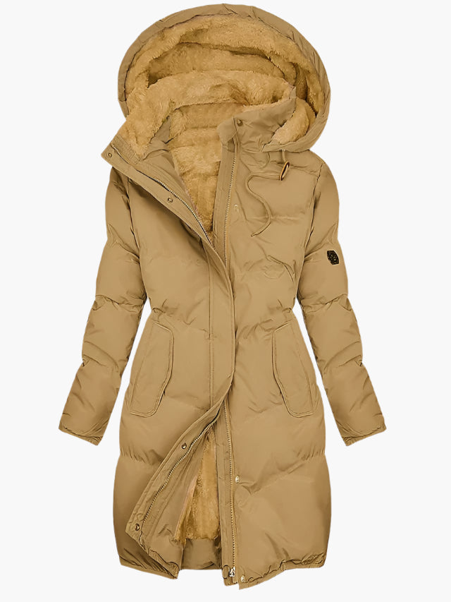 Quilted Hooded Knee-Length Puffer Coat for Women – Warmth And Comfort