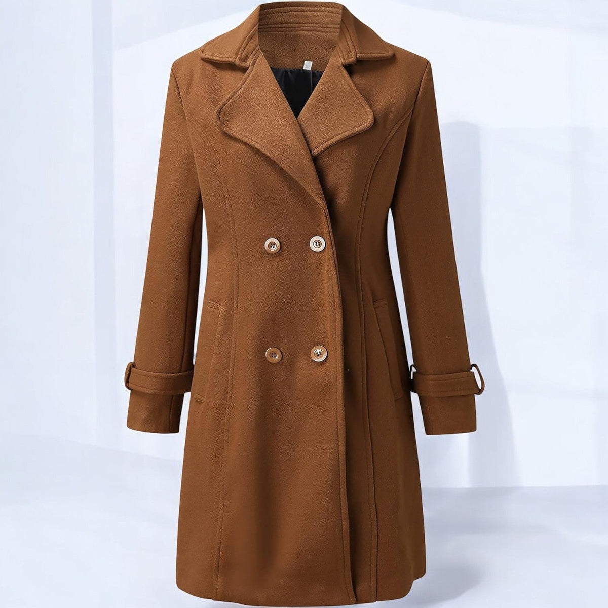 Priya Womens Mid-Length Winter Coat with Notched Collar