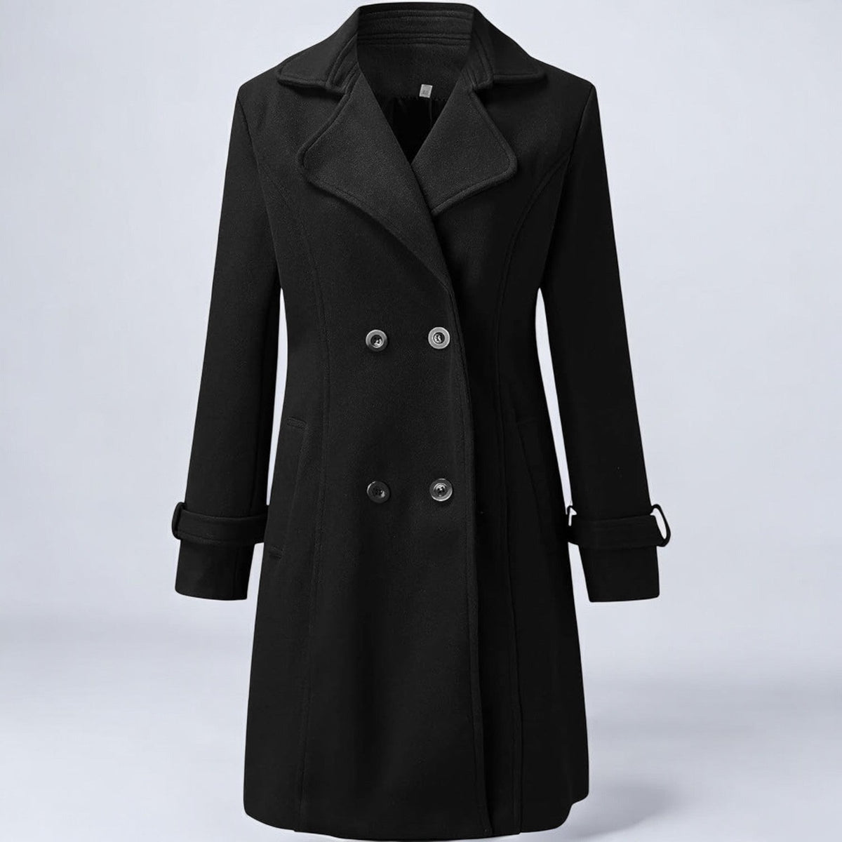 Priya Womens Mid-Length Winter Coat with Notched Collar