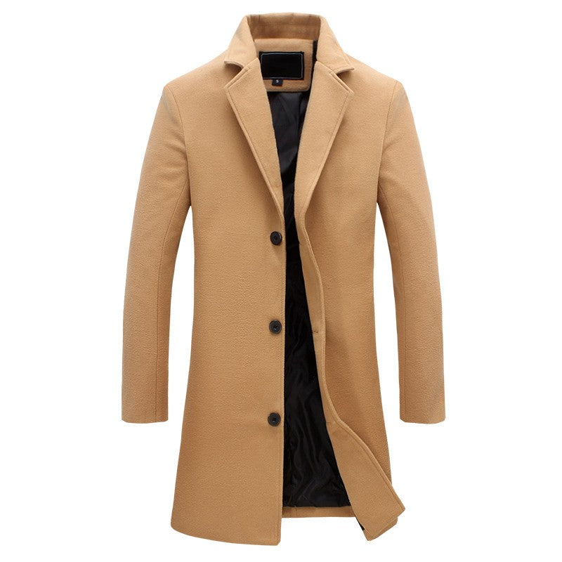 Ray Mens Winter Trench Coat, Tailored Fit in Khaki