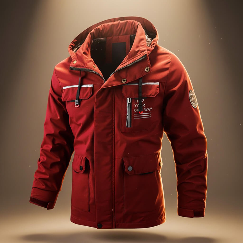 Evan Mens Hooded Winter Jacket in Crimson Red