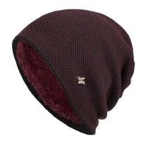 Alex | Unisex Herringbone Knit Beanie with Faux Fur Lining | Windproof, Stretch Slouch Fit | Burgundy, Charcoal and More