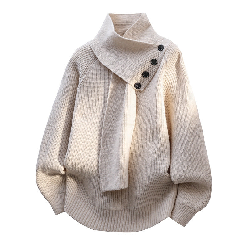 Women's Scarf-Neck Sweater, Sculpting Silhouette | Elevated Neckline Detail, Cozy Draped Fit | 5 Colorways | S–3XL