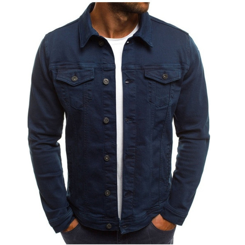 Troy Mens Casual Denim Jacket in Dark Blue