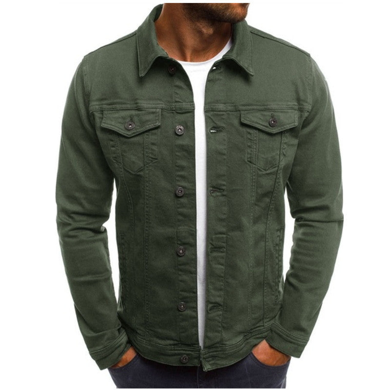 Troy Mens Casual Denim Jacket in Green