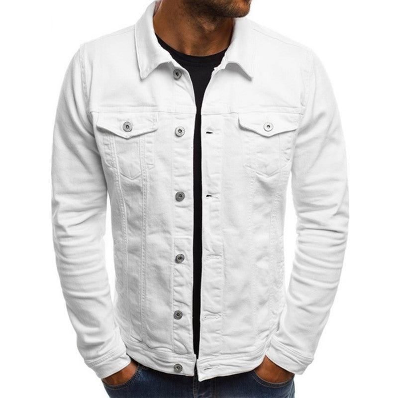 Troy Mens Casual Denim Jacket in White
