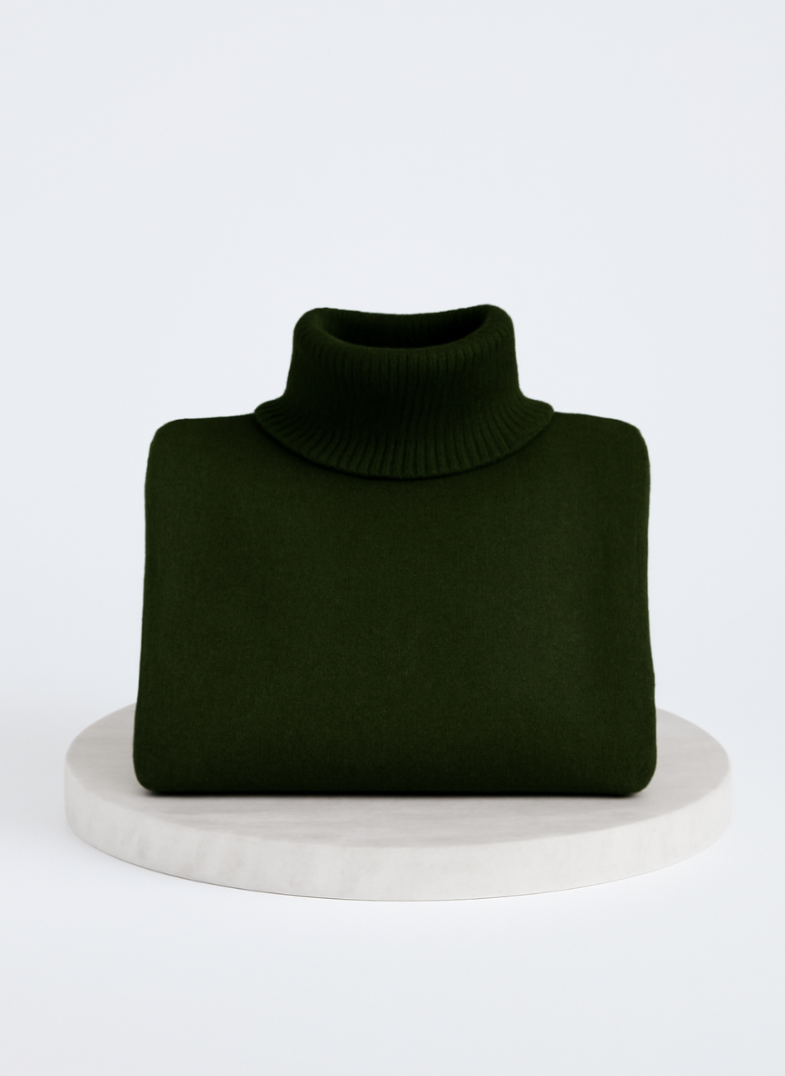 Romara | Women's Oversized Turtleneck Sweater — Draped Asymmetric Hem Pullover in 5 Colors | Westmere