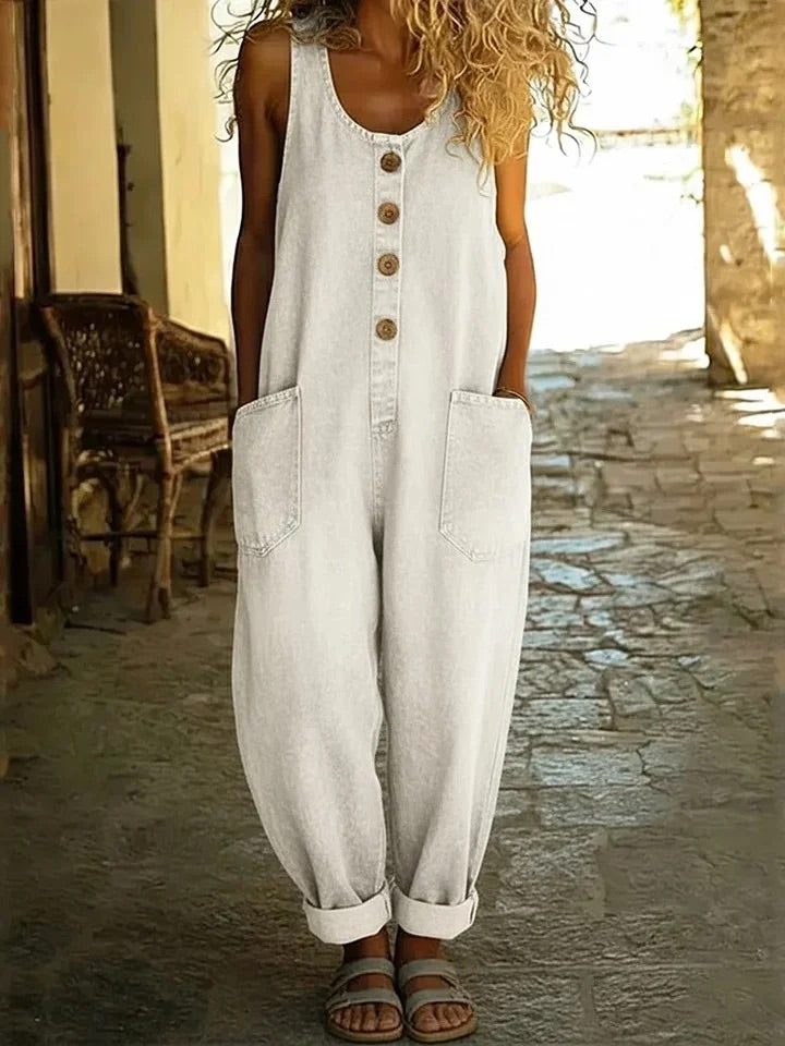 Saharra™ | Vintage Washed Cotton Denim Overalls