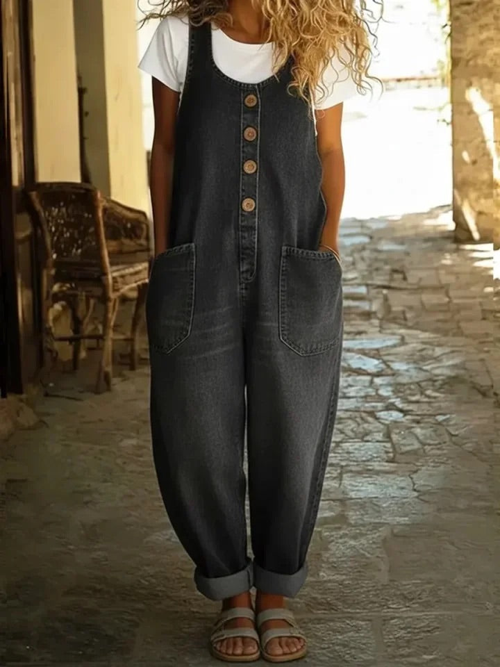 Saharra™ | Vintage Washed Cotton Denim Overalls