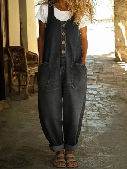 Saharra™ | Vintage Washed Cotton Denim Overalls
