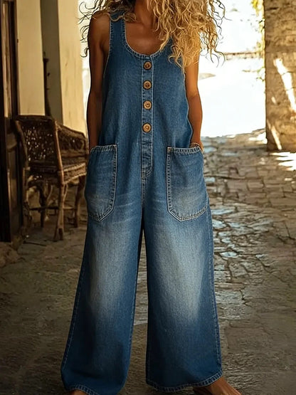 Saharra™ | Vintage Washed Cotton Denim Overalls