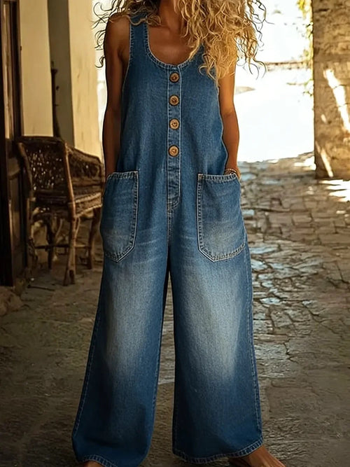 Saharra™ | Vintage Washed Cotton Denim Overalls