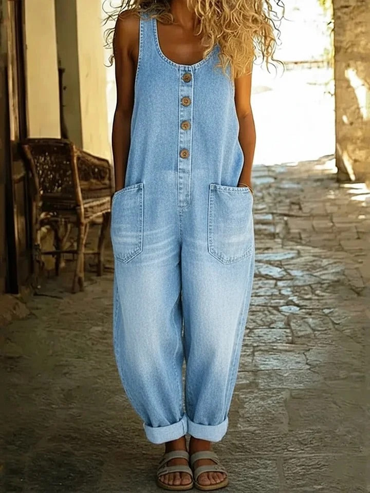 Saharra™ | Vintage Washed Cotton Denim Overalls