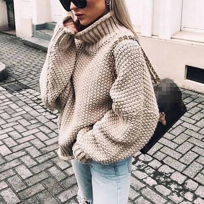 Serafina | Women's Oversized Chunky Knit Turtleneck Sweater — Warm Winter Pullover in 4 Colors | Westmere