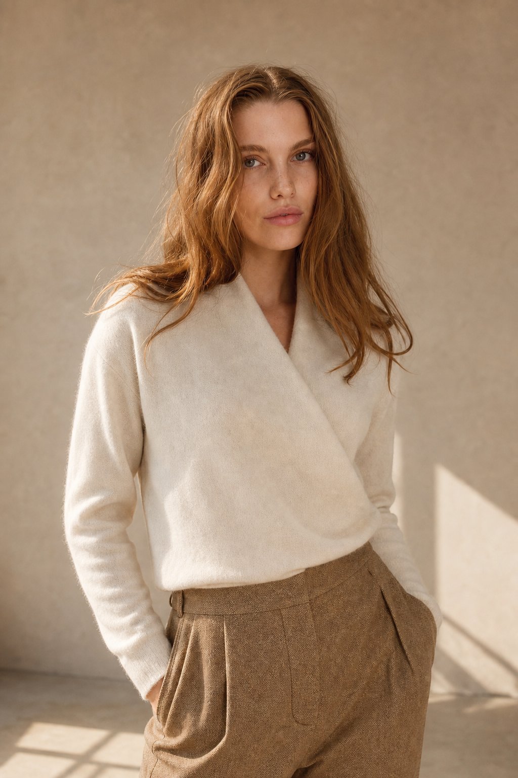 Kathryn Womens Cashmere Wrap Sweater with V-Neck