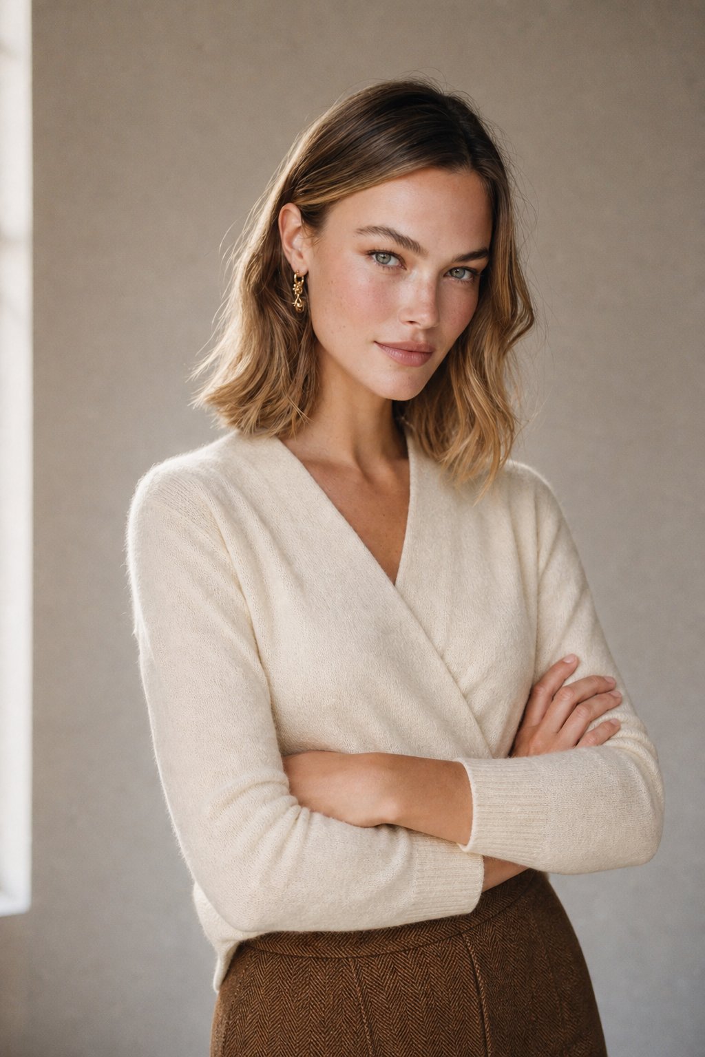 Kathryn Womens Cashmere Wrap Sweater with V-Neck