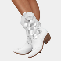 Sofia | Womens Western Cowboy Boots with Block Heel | Cushioned, Perforated Upper, Pull-On Style | 4 Colors, Sizes 2-10
