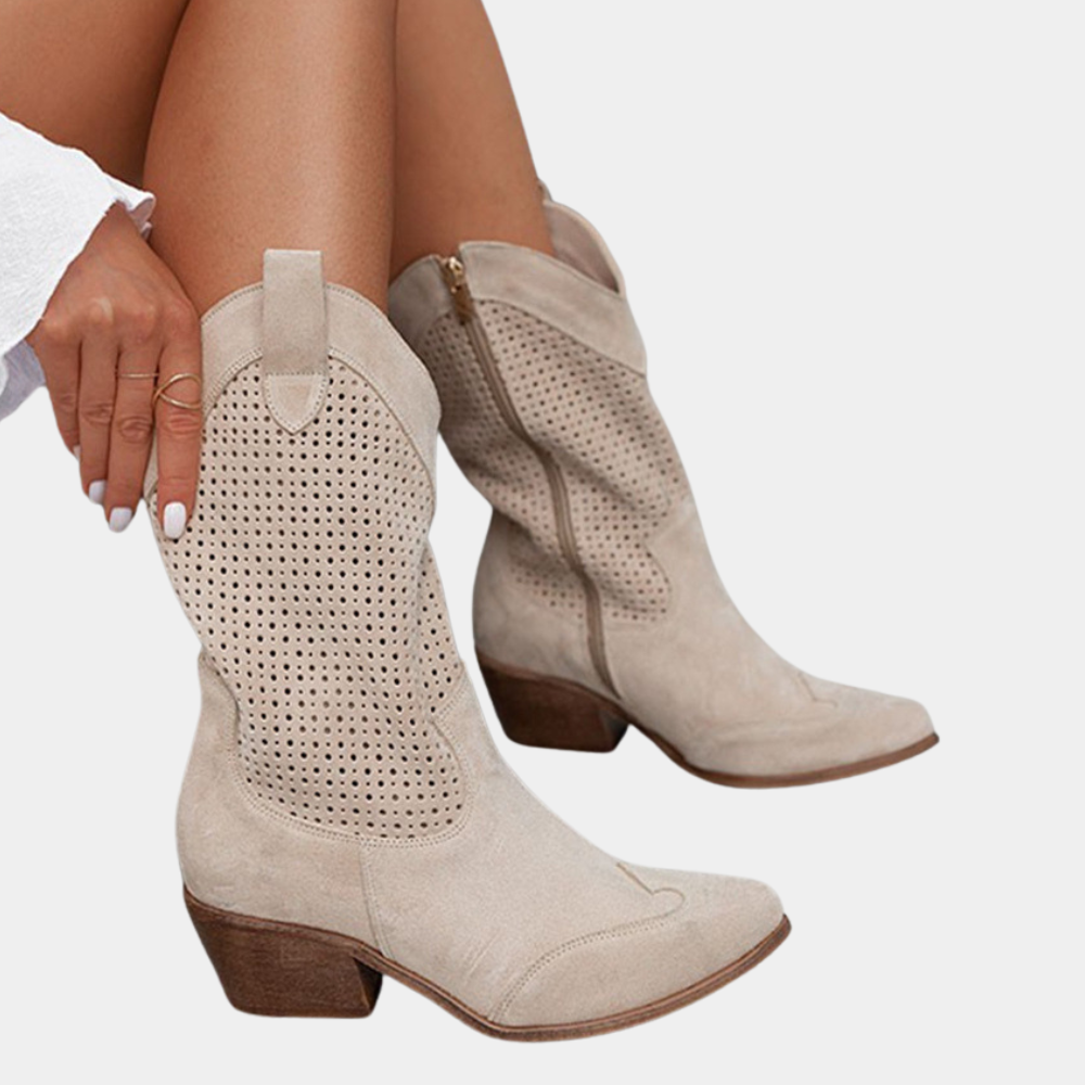 Sofia Womens Western Cowboy Boots with Block Heel