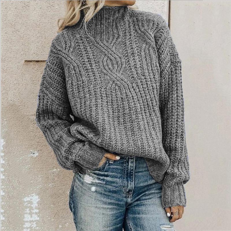 Solvay | Women's Cable-Knit Pullover Sweater — Chunky Mock Neck Layering Piece in 5 Colors | Westmere