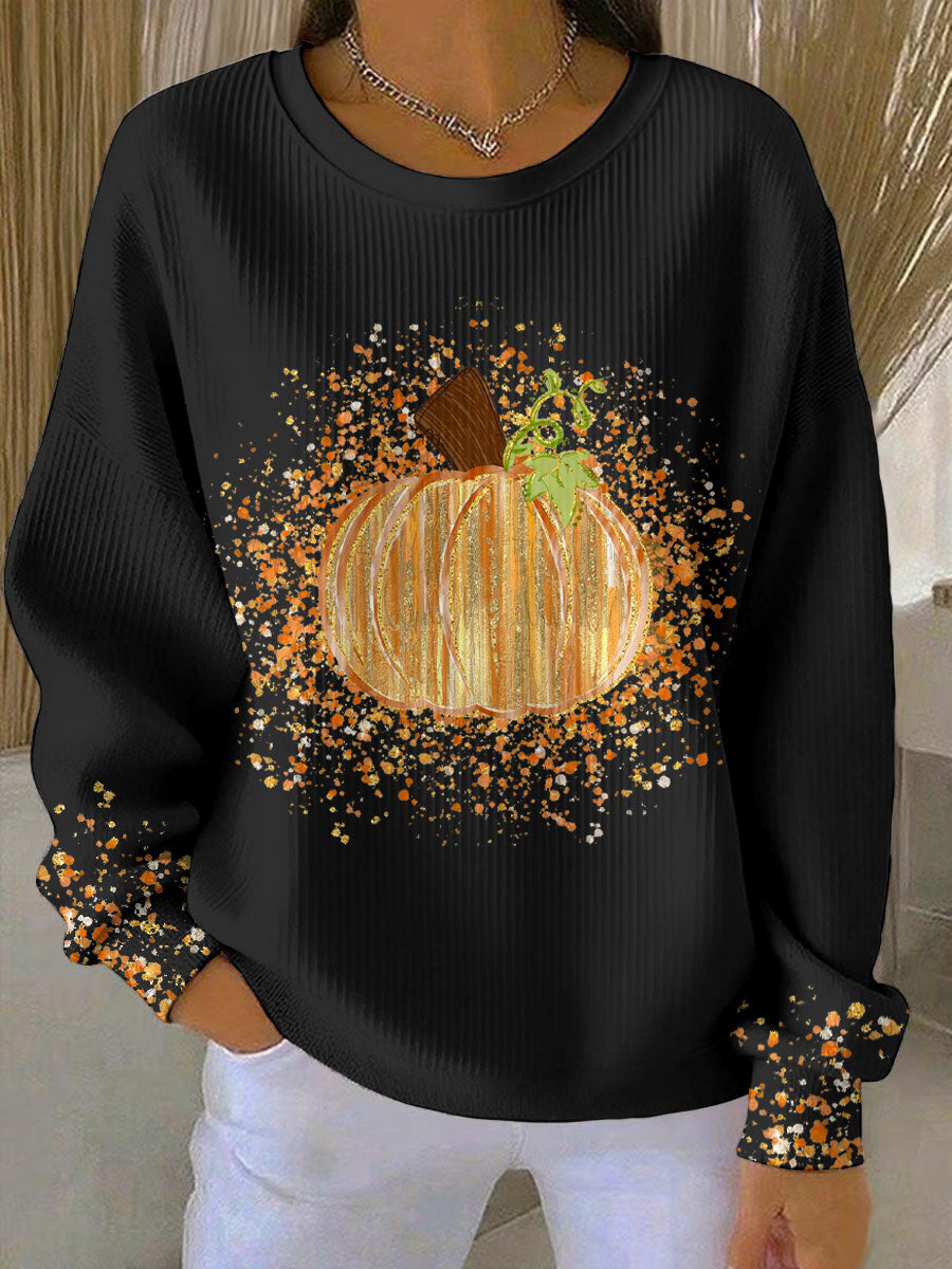 Women's Pumpkin-Print Autumn Sweatshirt, Relaxed Fit | Seasonal Artwork, Cozy Everyday Layer | 4 Colorways | S–5XL