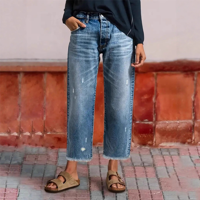 Amber™ | Retro Cropped Straight Jeans