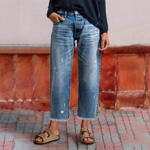 Amber™ | Retro Cropped Straight Jeans
