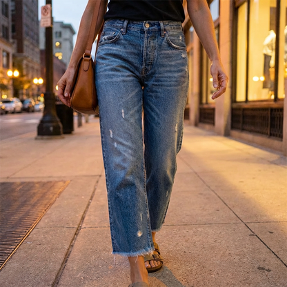 Amber™ | Retro Cropped Straight Jeans