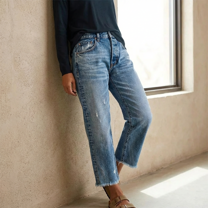 Amber™ | Retro Cropped Straight Jeans