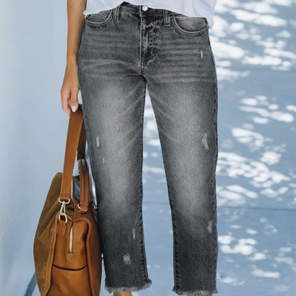 Amber™ | Retro Cropped Straight Jeans