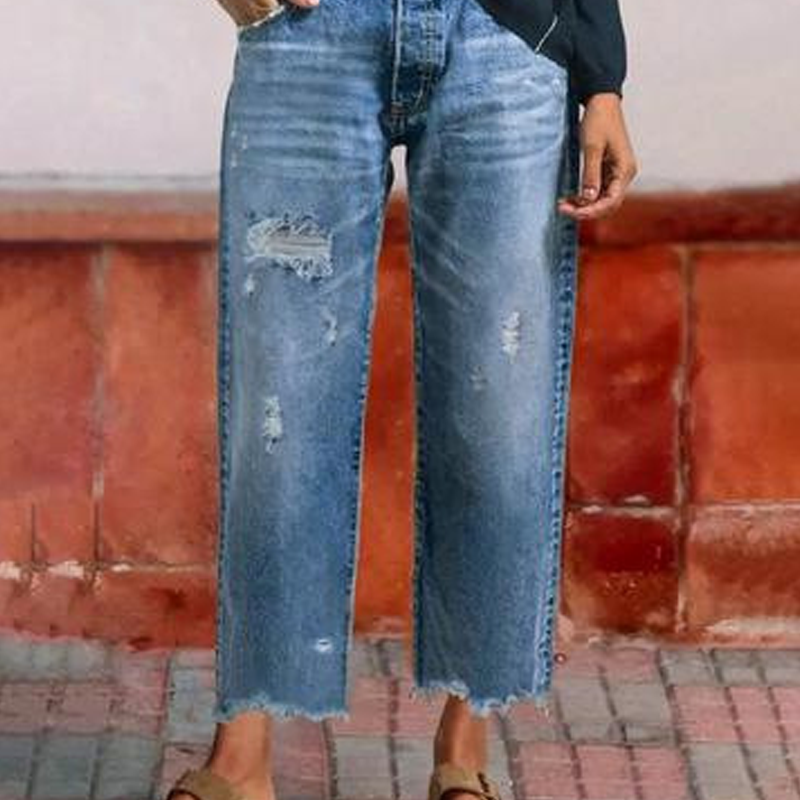 Amber™ | Retro Cropped Straight Jeans