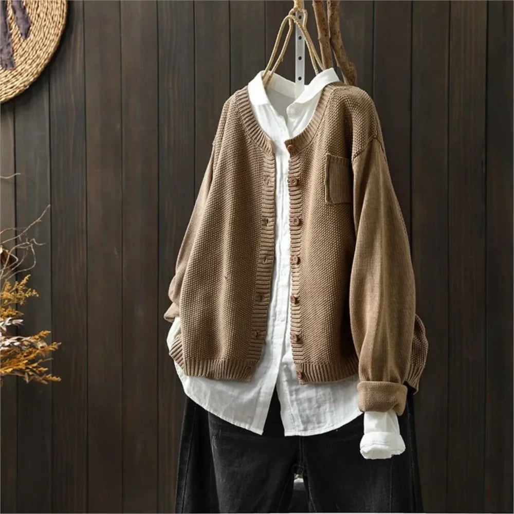 Talmira | Women's Relaxed Fit Knit Cardigan Sweater — Button-Front Layer with Chest Pocket in 8 Colors | Westmere