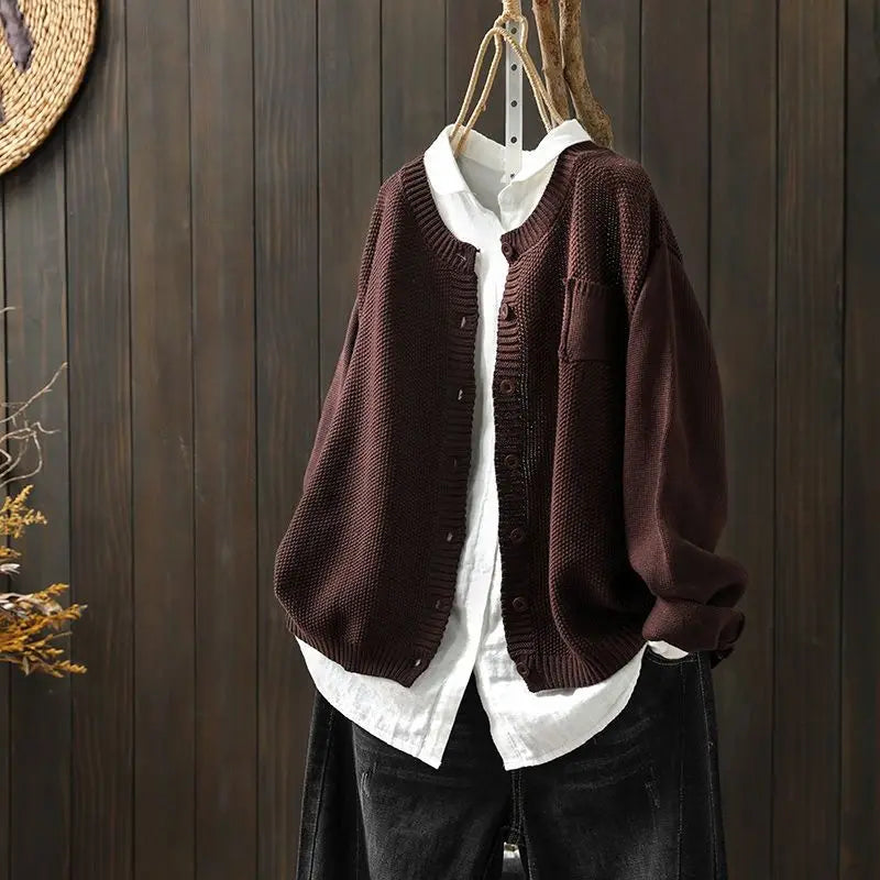 Talmira | Women's Relaxed Fit Knit Cardigan Sweater — Button-Front Layer with Chest Pocket in 8 Colors | Westmere